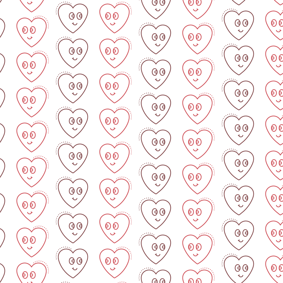 Seamless Heart and Smile Pattern on Transparent Background
