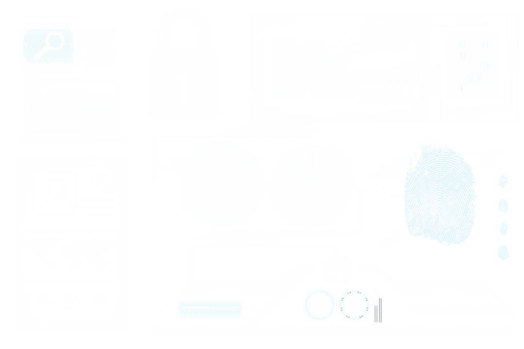 Transparent Tech Security Elements with Padlock and Data Icons