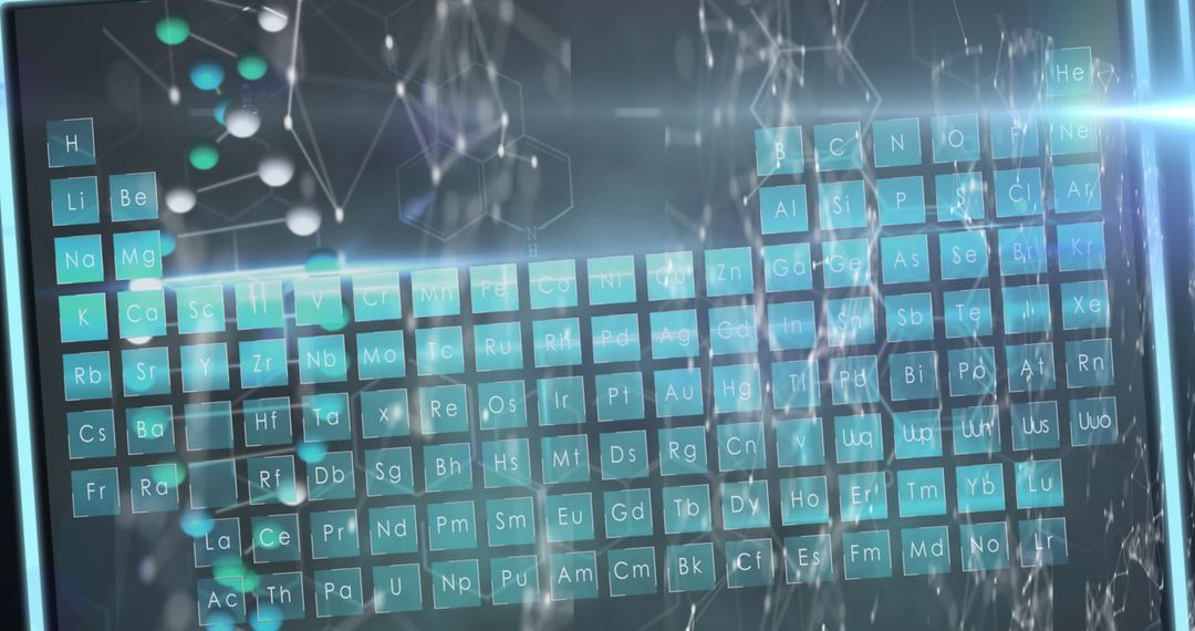 Digital Connectivity Overlaid on Periodic Table Representing Scientific Research