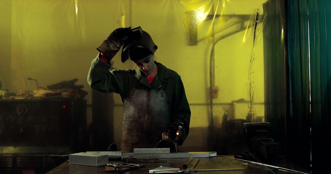 Female Welder Working in Industrial Workshop - Free Images, Stock Photos and Pictures on Pikwizard.com