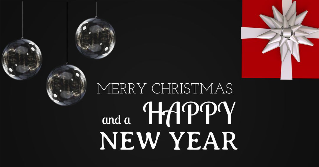 Christmas and New Year Printable with Disco Balls and Gift Box