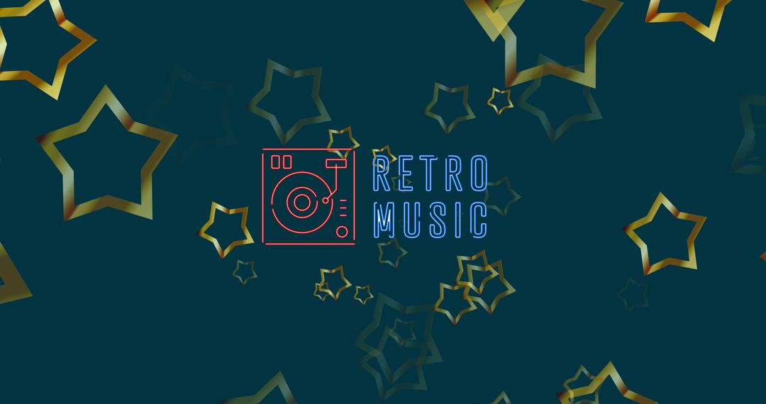 Retro Music Concept with Golden Stars Background