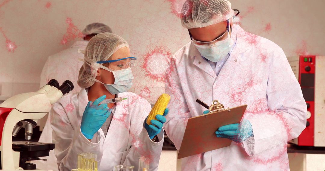 Biotechnologists Conducting Genetic Modification Experiment on Corn