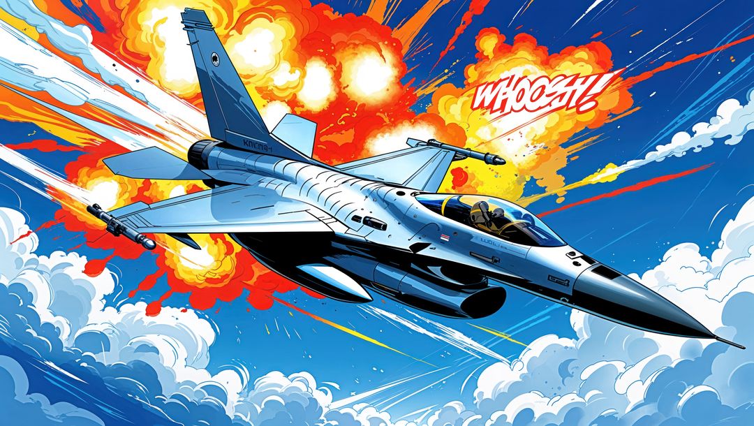 Thrilling f16 fighter jet maneuver amid exploding clouds