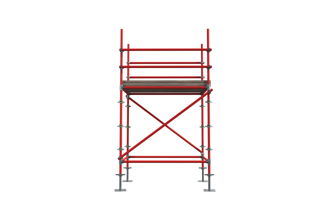 Transparent 3d red scaffolding structure for construction work
