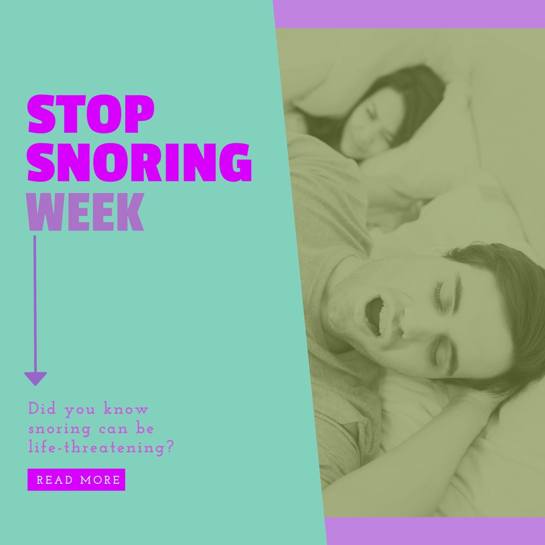 Stop Snoring Week Awareness Banner with Sleeping Couple - Download Free Stock Templates Pikwizard.com