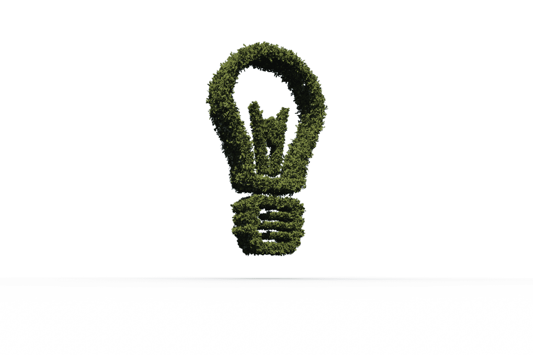Eco-Friendly Greenery Light Bulb Concept on Transparent Background