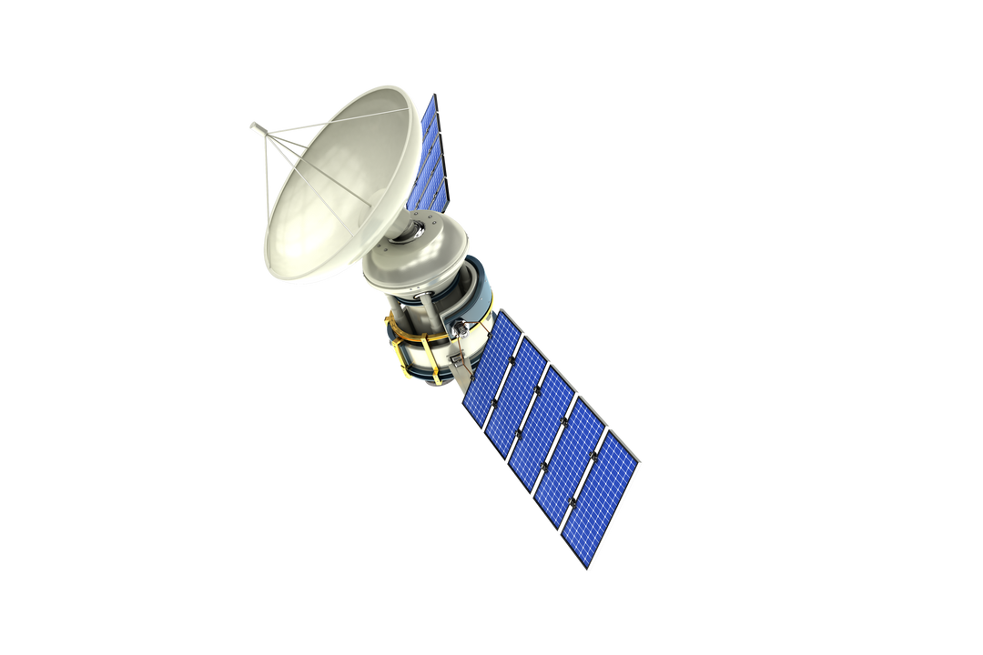 Transparent 3D Solar Satellite with Blue Solar Panels - Download Free Stock Images Pikwizard.com