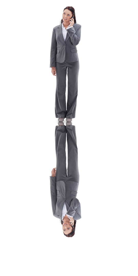 Transparent Businesswoman on Phone with Reflection