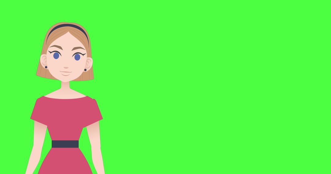 Animated Woman Gesturing on Green Screen
