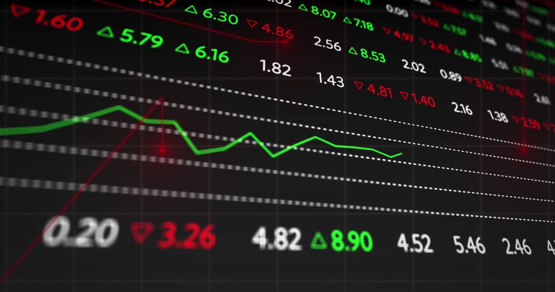 Digital Stock Market Trends Display with Dynamic Graphs