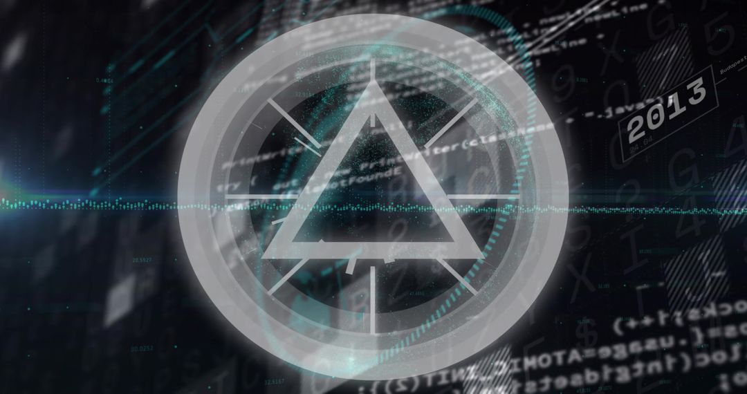 Futuristic HUD Interface Featuring Triangle Symbol in Cyber Environment