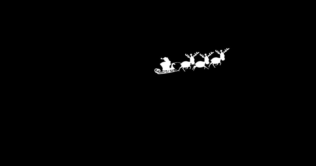 Festive Santa Claus Silhouette with Reindeers on Sleigh Against Black Background - Free Images, Stock Photos and Pictures on Pikwizard.com