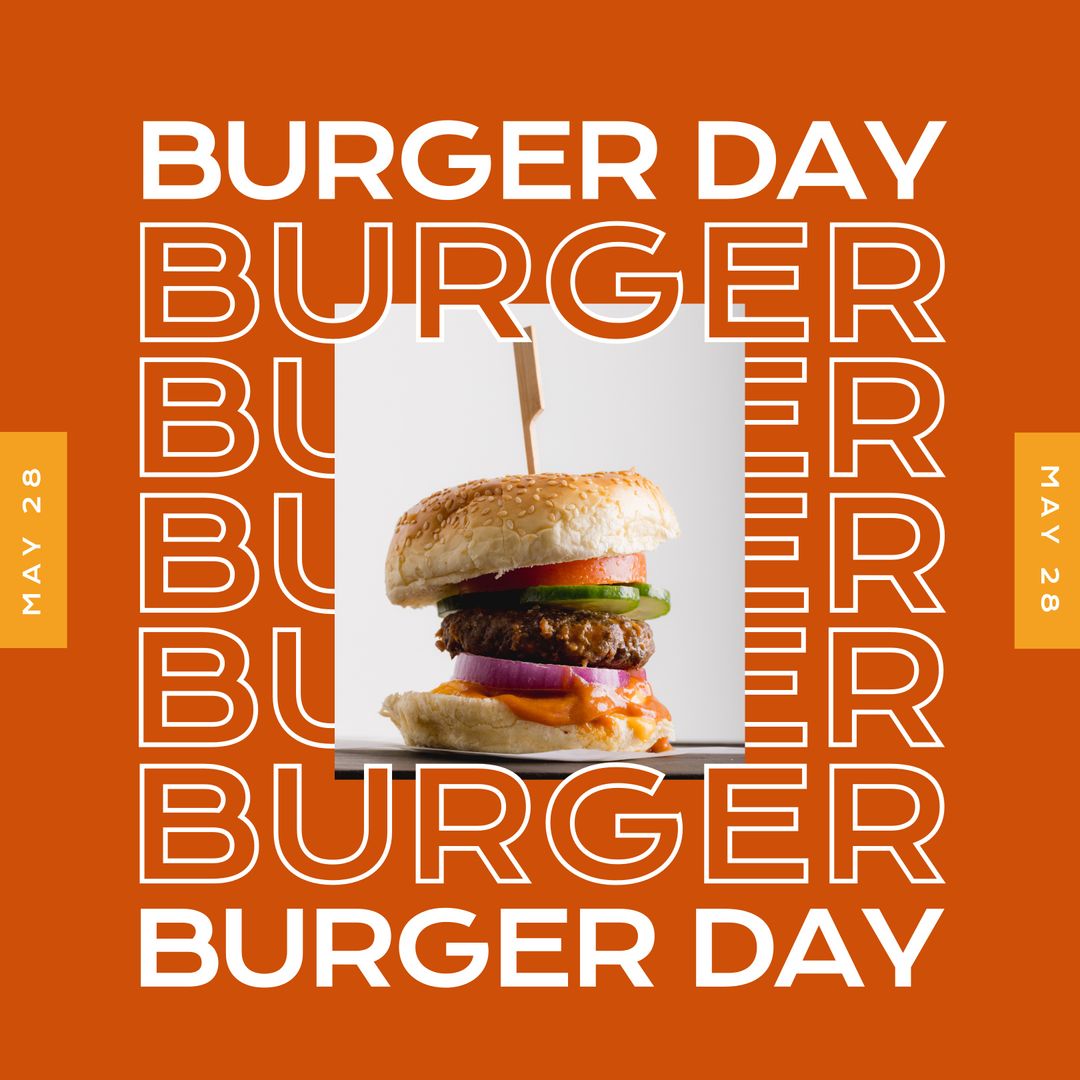 Burger Day Celebration Poster with Fresh Tasty Hamburger - Download Free Stock Templates Pikwizard.com