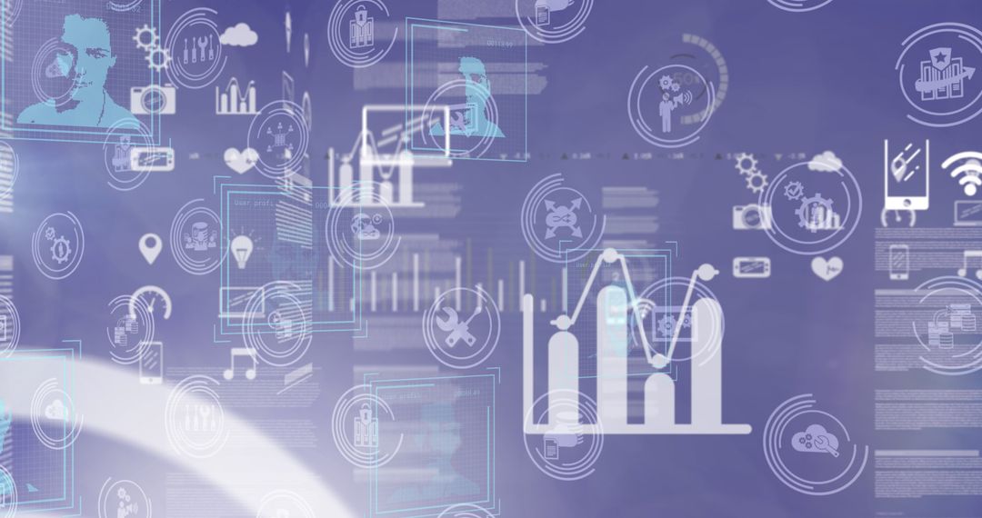 Digital Data Processing Network Concept on Blue Background