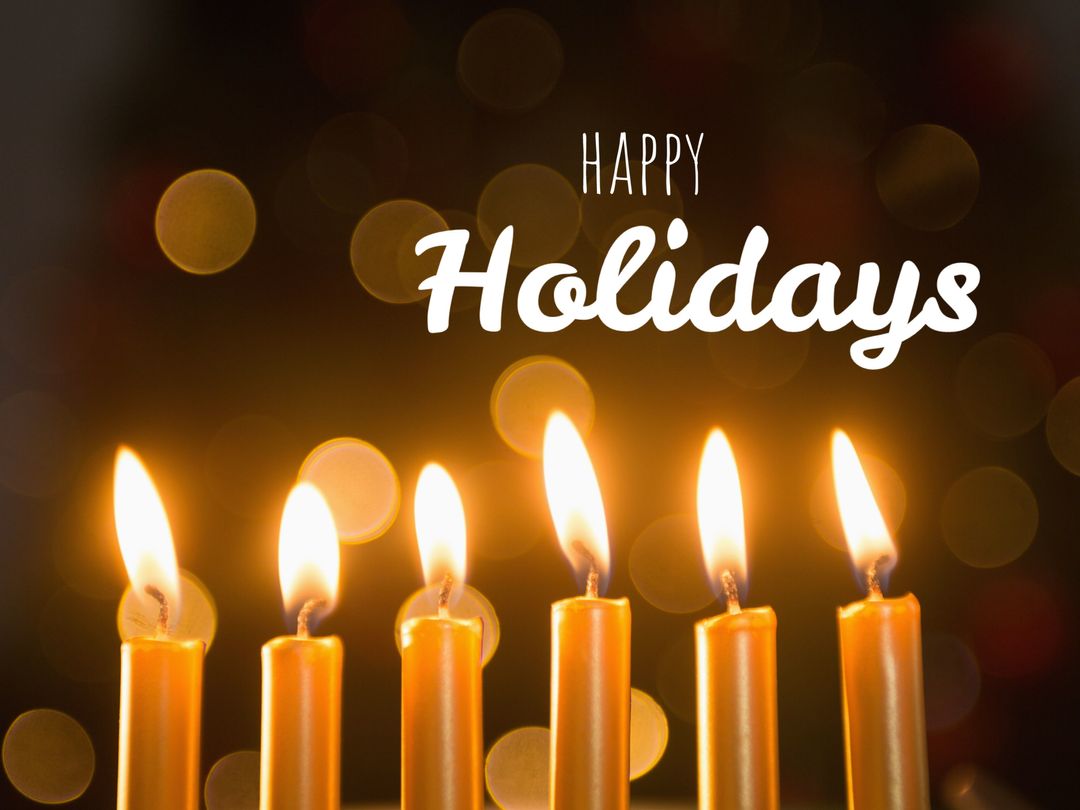 Warm Candle Glow with Festive Bokeh Background and Greeting