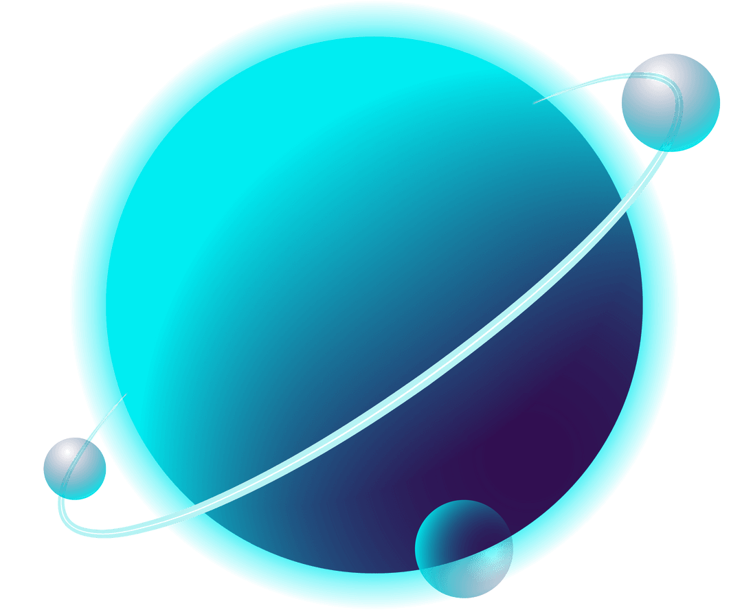 Futuristic Transparent Planet Orb with Orbiting Rings