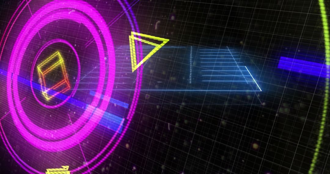 Glowing Digital Interface with Futuristic Elements