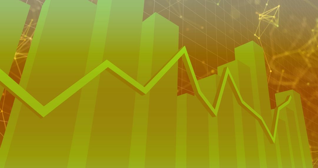 Green Bar and Line Graph on Abstract Connected Grid Background