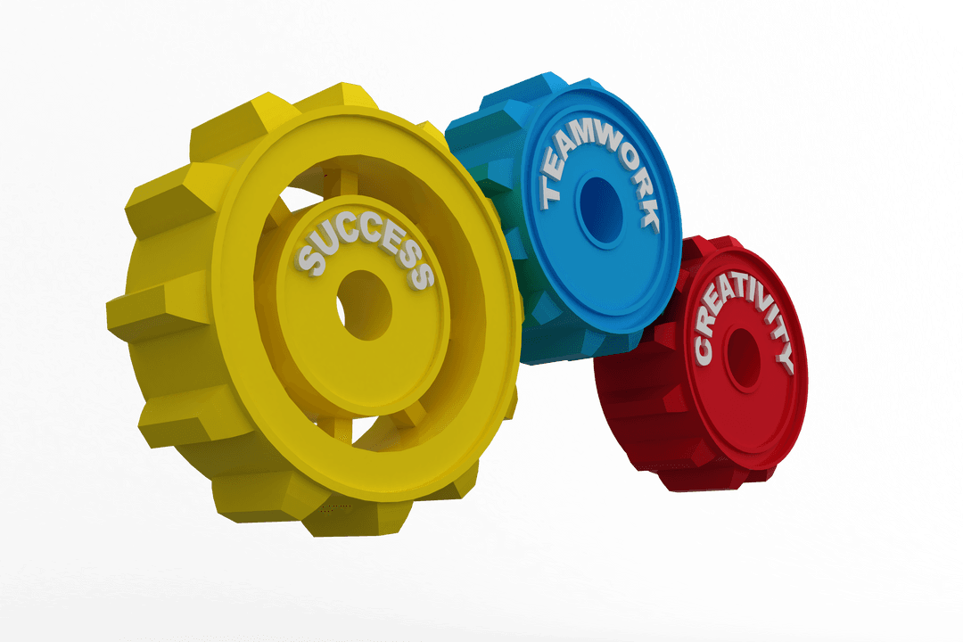 Colorful Transparent Gears Picturing Success Teamwork Creativity