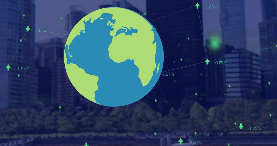 Digital Globe with Cityscape: Global Network and Business Growth