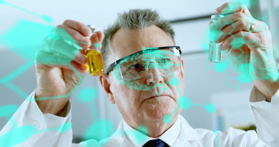 Scientist Performing Experiment with Digital Overlay