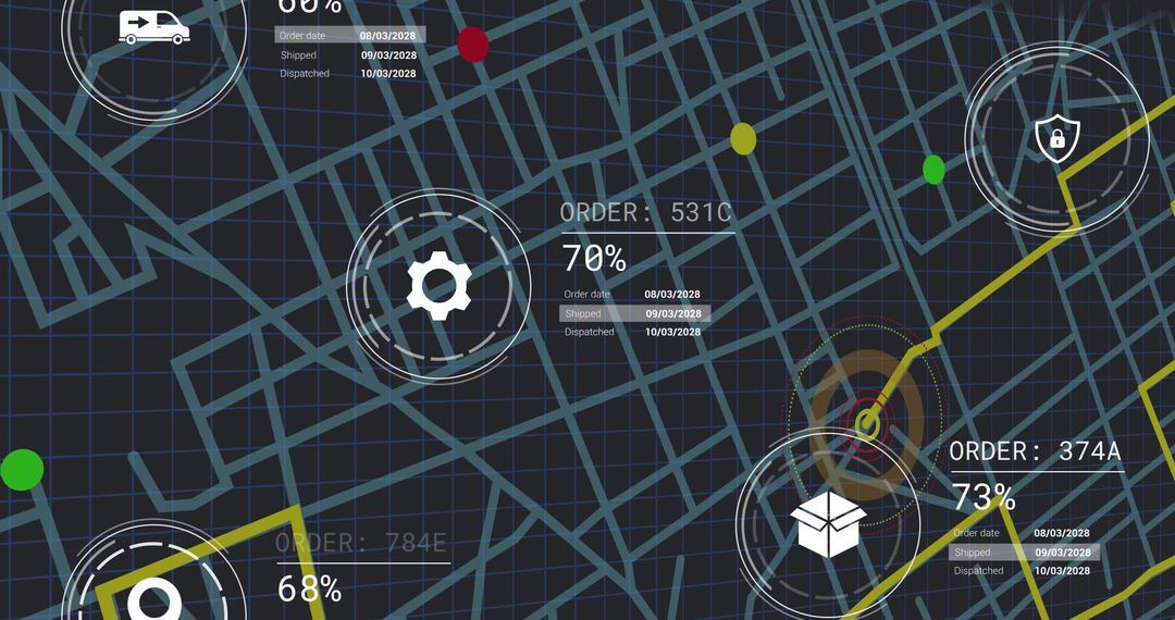 Digital Shipping Interface Over Urban Map