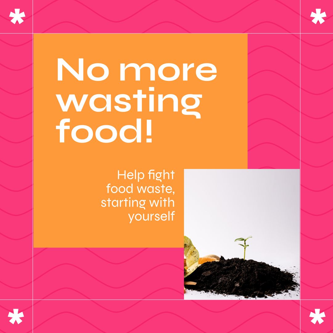 Stop Food Waste Message with Growing Plant