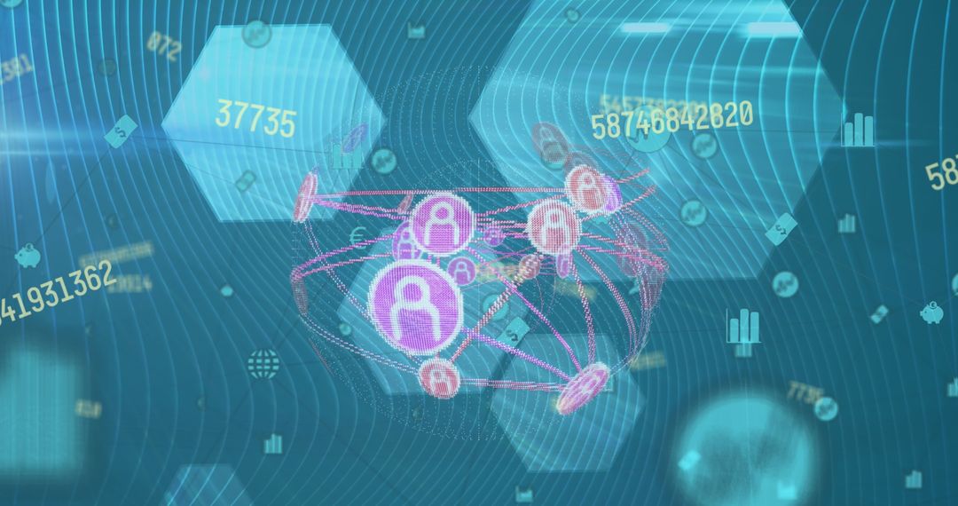 Digital Network Background with Dynamic Numbers and Data