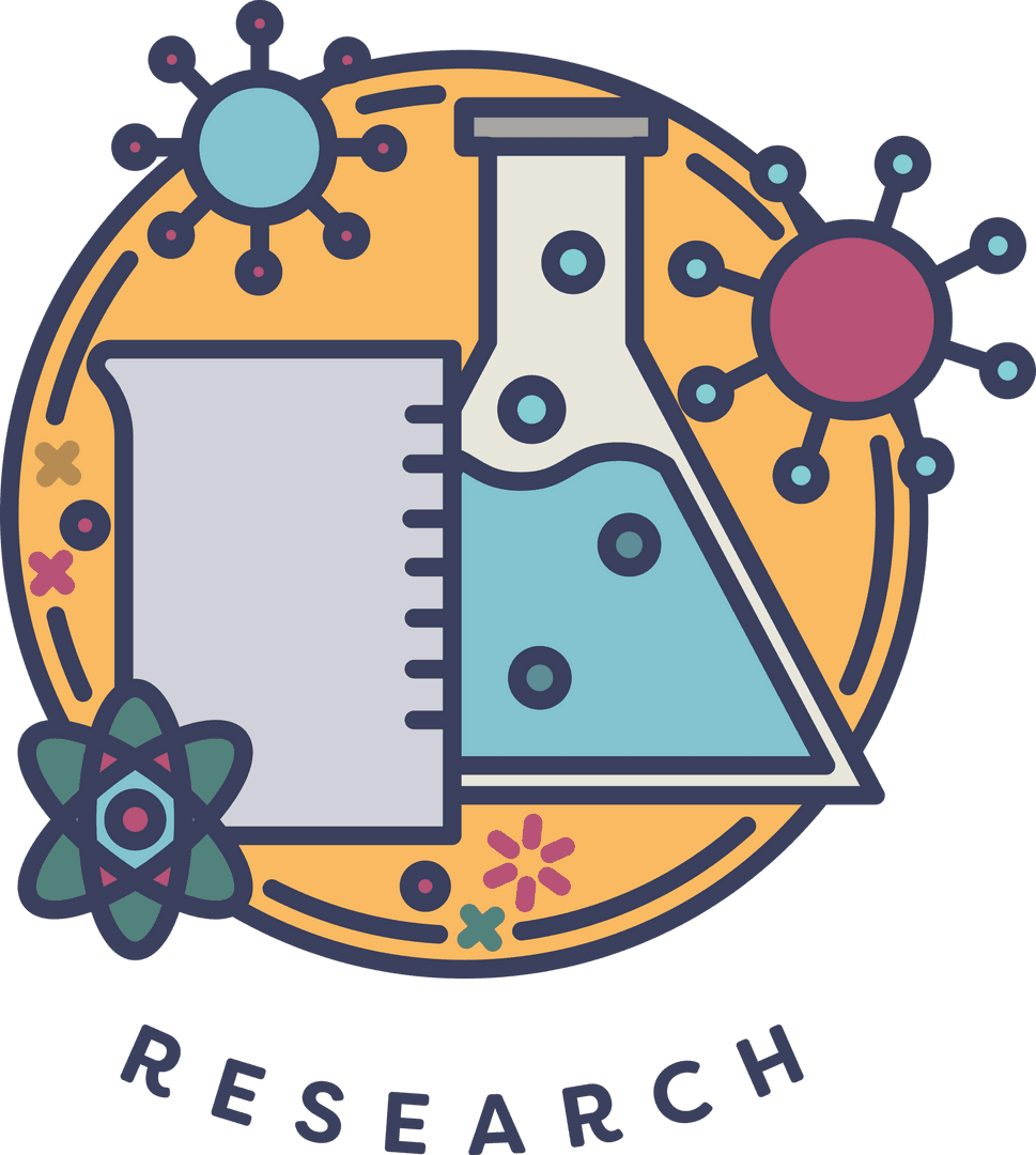 Science and Research Concept Highlighted Flask and Beaker Icons