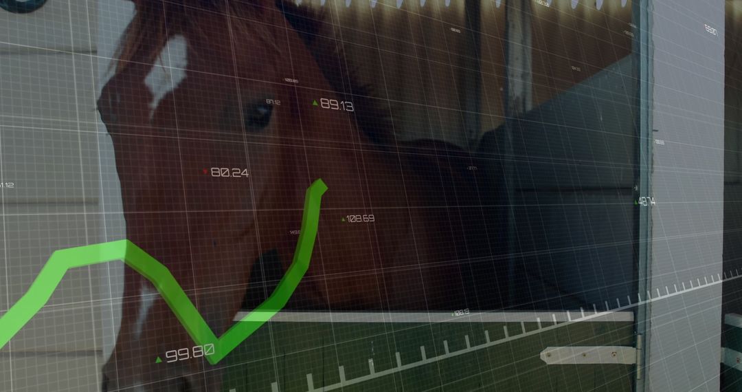 Horse Stable with Financial Chart Overlay Showing Growth