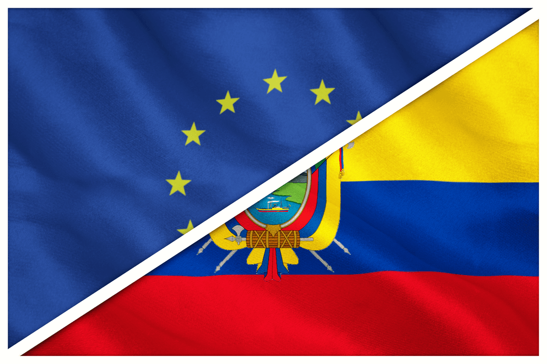 Transparent Overlay of European Union and Ecuador Flags with Bold Lines