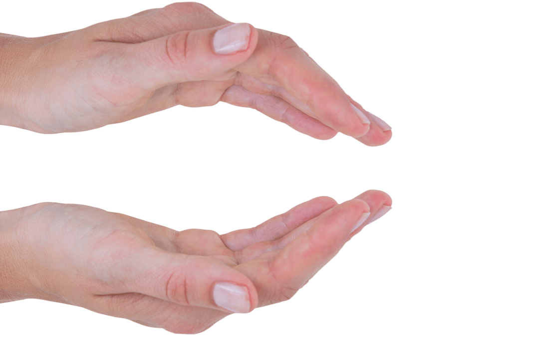 Open Hands of Caucasian Man on Transparent Background