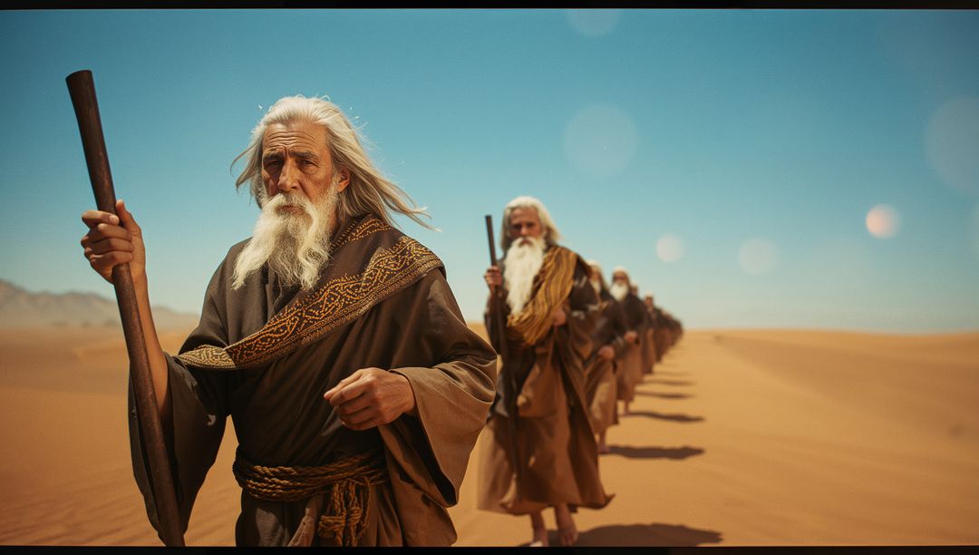 Silent Pilgrimage Across Endless Desert Dunes