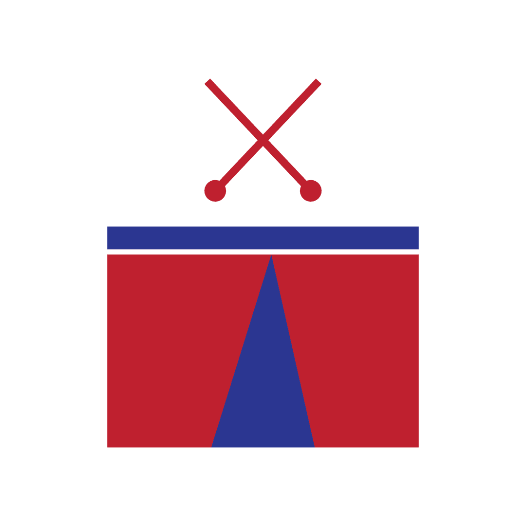 Simple Red and Blue Drum Icon on Transparent Background