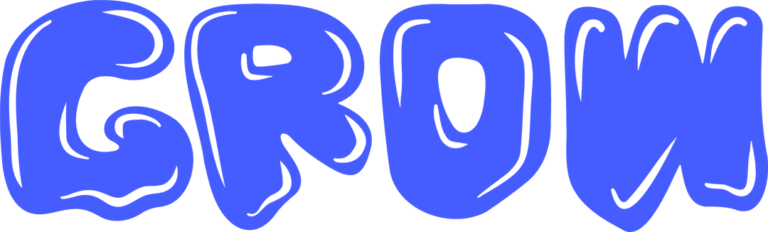 Creative Growth Letters in Fluid Blue Design with Transparent Background