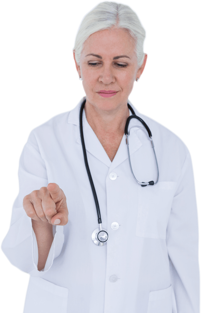 Female Doctor Touching Transparent Virtual Interface