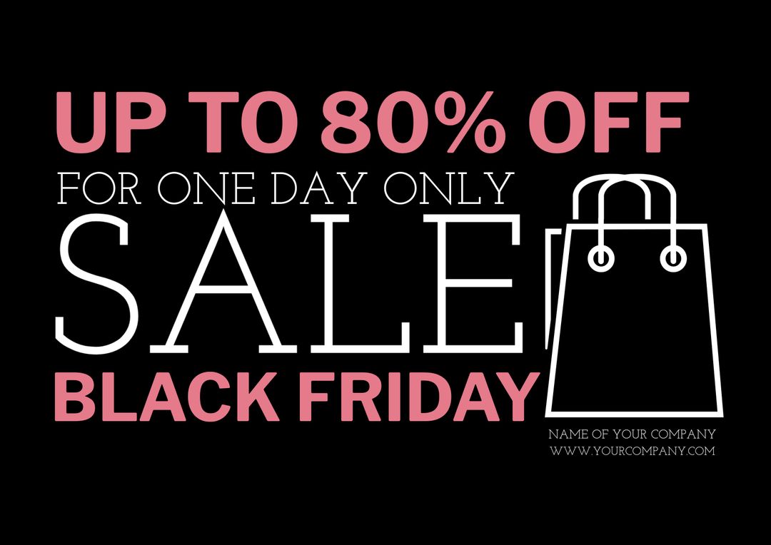 Black Friday One Day Sale 80 percent Off Promotion Poster - Download Free Stock Templates Pikwizard.com