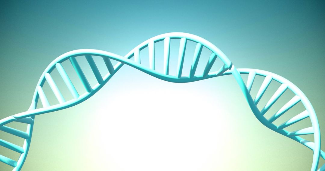 Spinning DNA Strand on Gradient Green Background with Copy Space