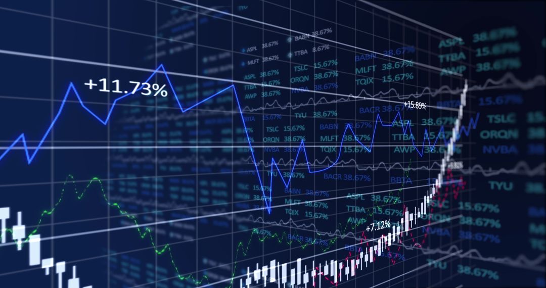 Dynamic Digital Stock Market Ticker with Growing Graph Trends