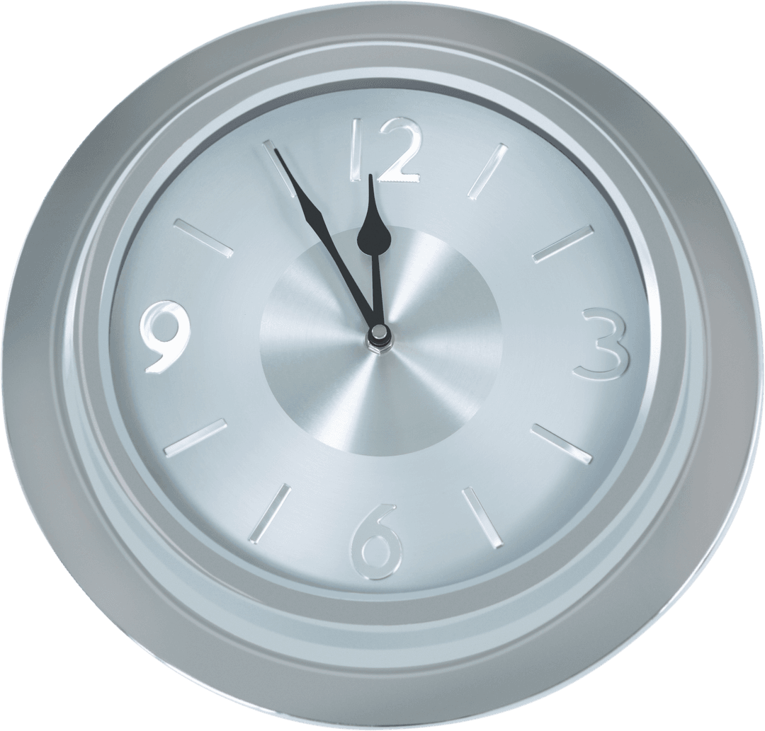 Gray Wall Clock on Transparent Background Isolated