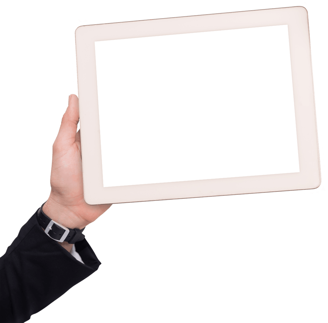 Businessman Holding Transparent Tablet for Copy Space Concept