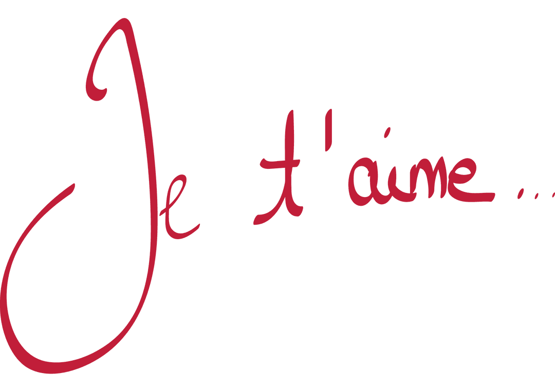 Je T'aime Red Text on Transparent Background for Romance