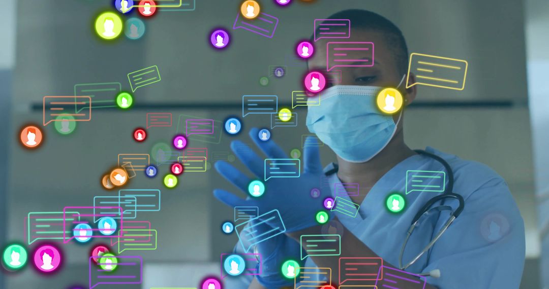 Healthcare Worker Using Digital Communication While Prepping