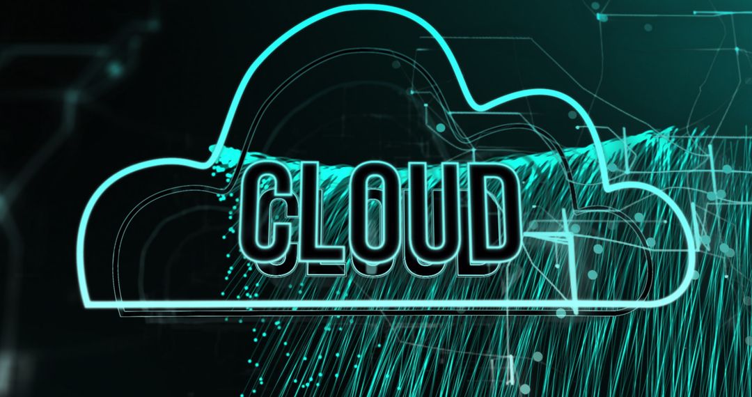 Digital Cloud Concept with Data Visualization Overlay