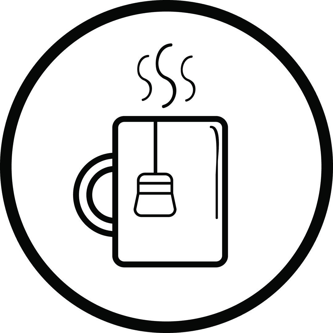 Transparent Tea Mug Icon with Steaming Hot Beverage