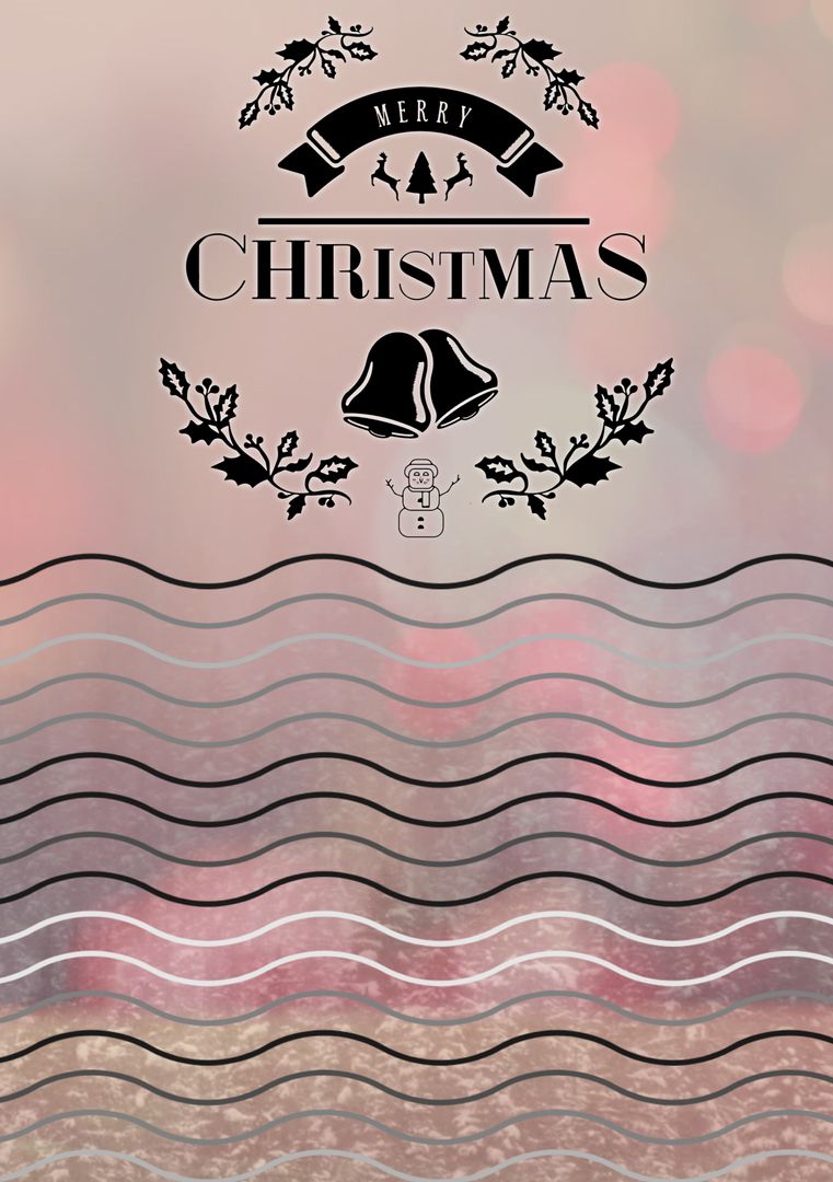 Festive Merry Christmas Design with Bells and Snowflakes