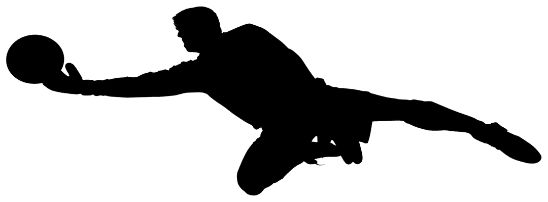 Transparent Silhouette of Goalkeeper Jumping for Ball