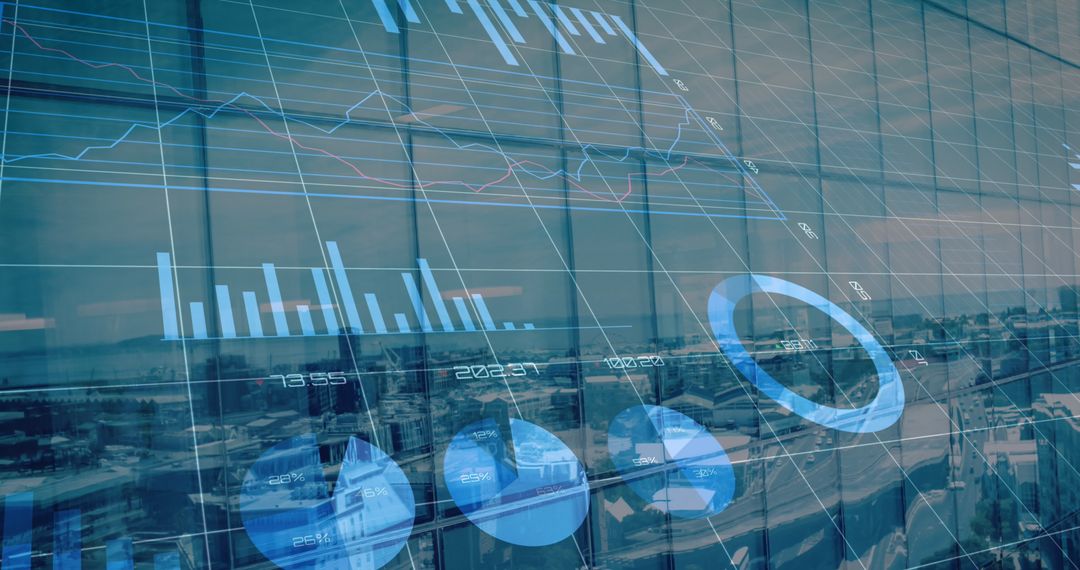 Global Financial Data Visualization Over Modern Cityscape