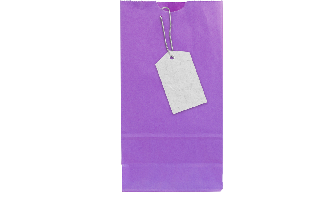 Purple Paper Bag with Label Isolated on Transparent Background - Download Free Stock Images Pikwizard.com